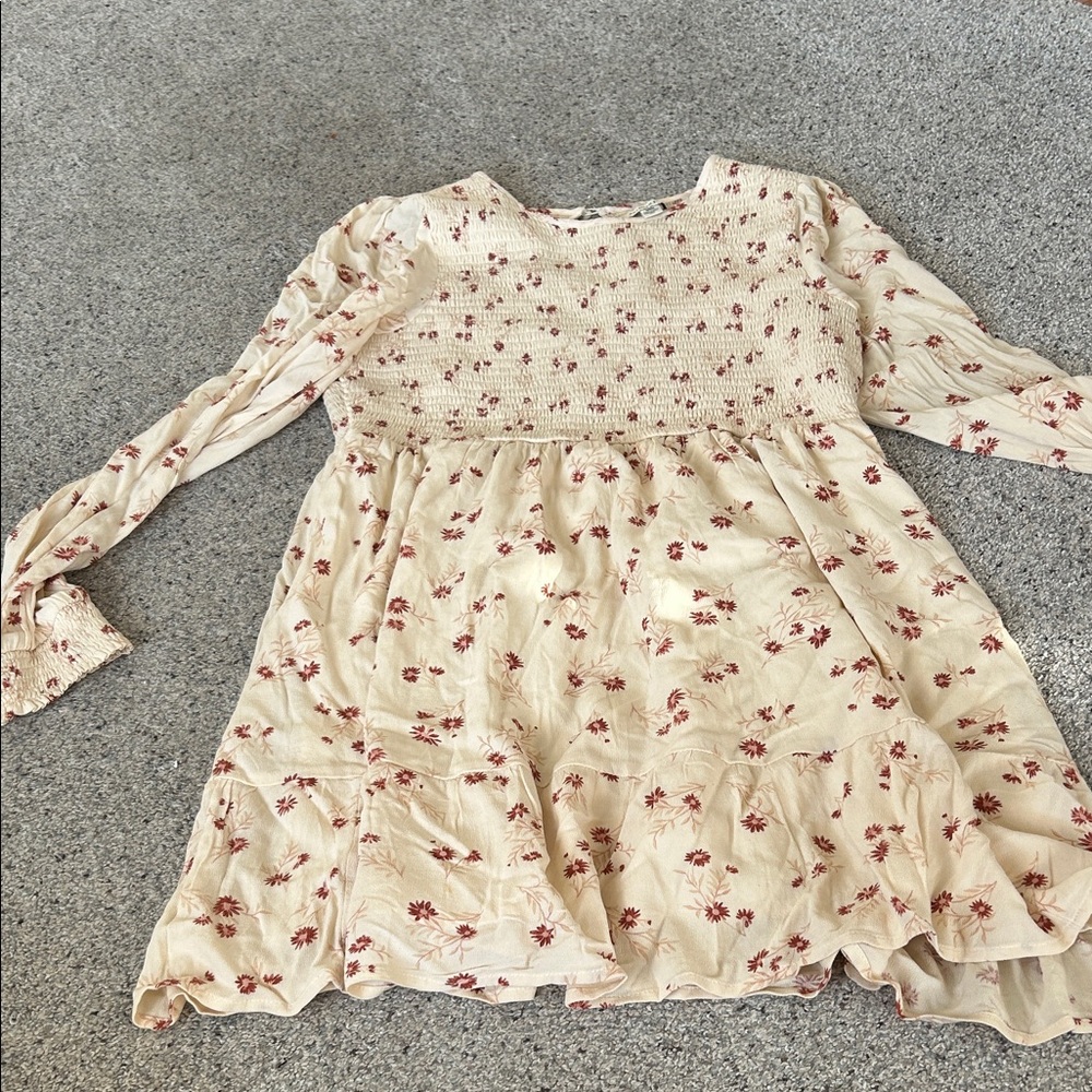 Floral Cream and Red womens Dress. American Eagle